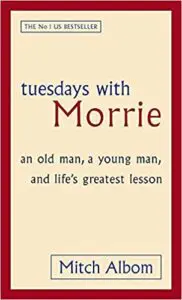Cover of "tuesdays with Morrie" book featured on bookspoetryandmore